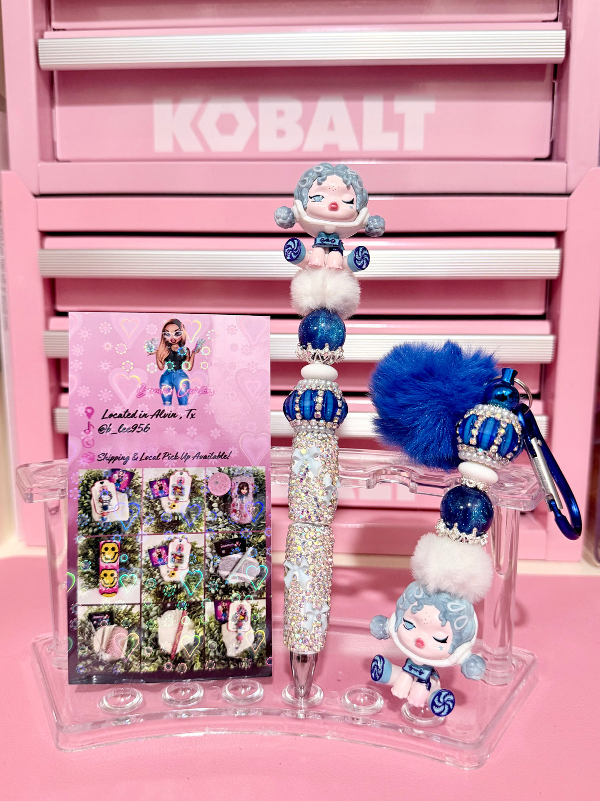 Blue SkullPanda Pen and Keychain